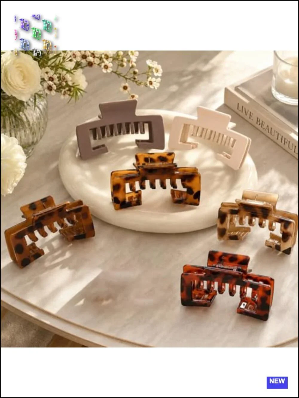 6PCS Large Hat Hair Claw Clips Set with Double-Tooth Hollow Design for Baseball